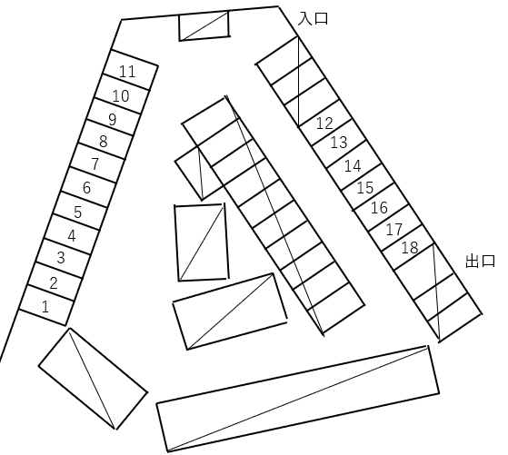 Dパーキング天拝山駅前PS第1の駐車配置図