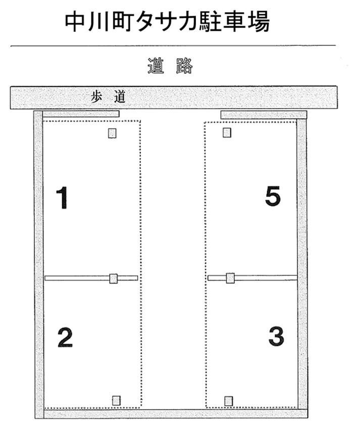中川町タサカ駐車場の駐車配置図