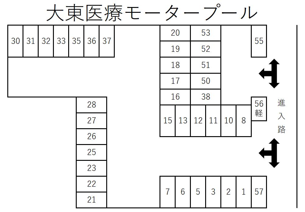 大東医療モータープールの駐車配置図