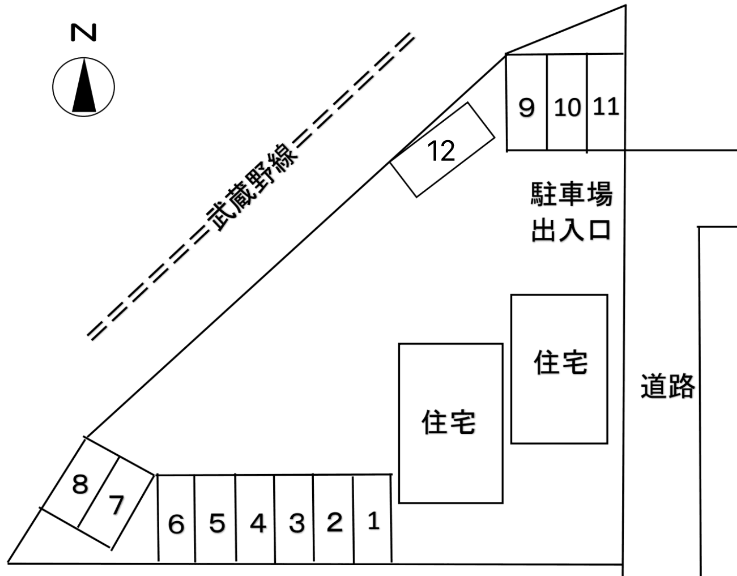 下村駐車場の駐車配置図