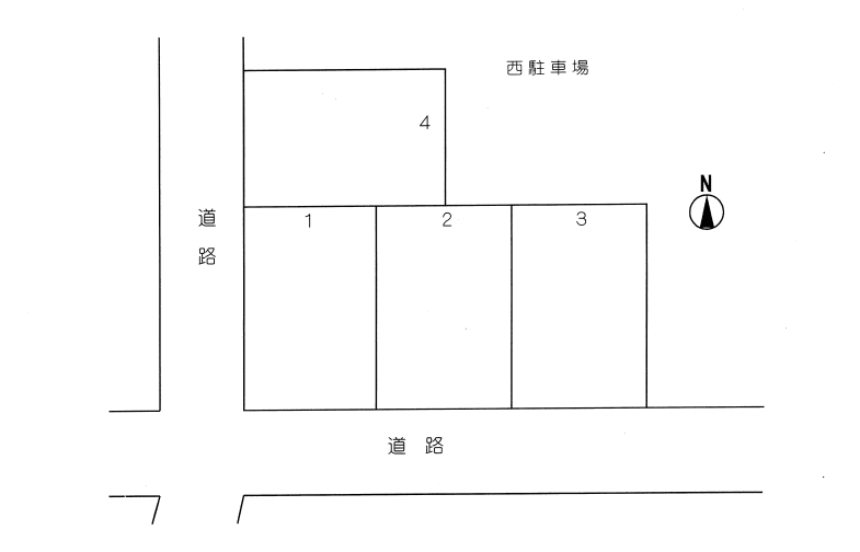 西駐車場の駐車配置図