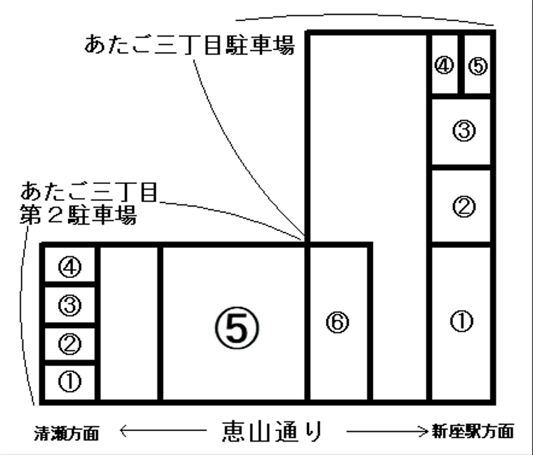 あたご三丁目第2駐車場の駐車配置図