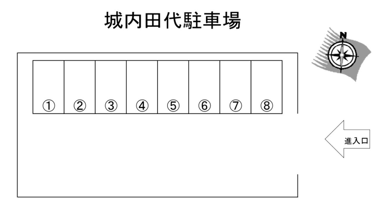 城内田代駐車場の駐車配置図