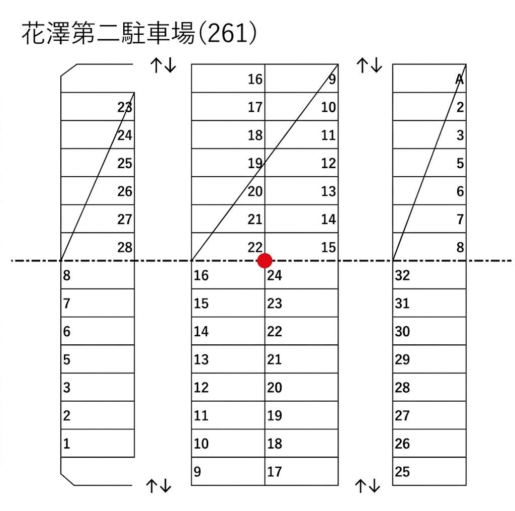 花澤第二駐車場(261)の駐車配置図