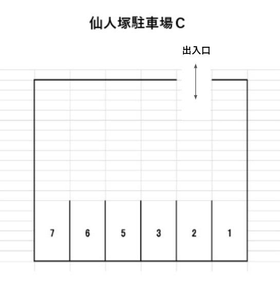 仙人塚駐車場Cの駐車配置図
