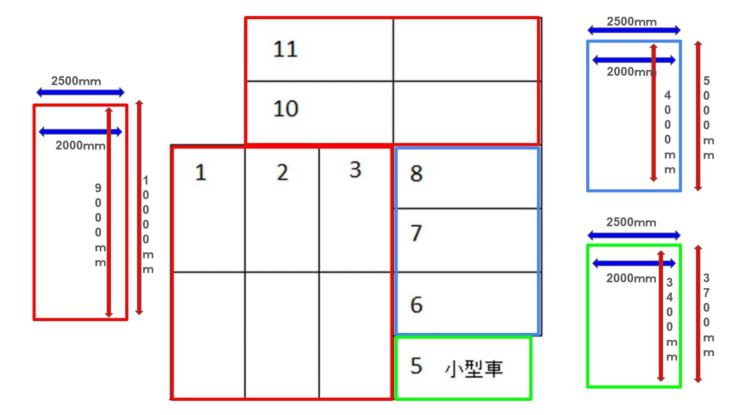 長土塀1丁目TYパーキングの駐車配置図