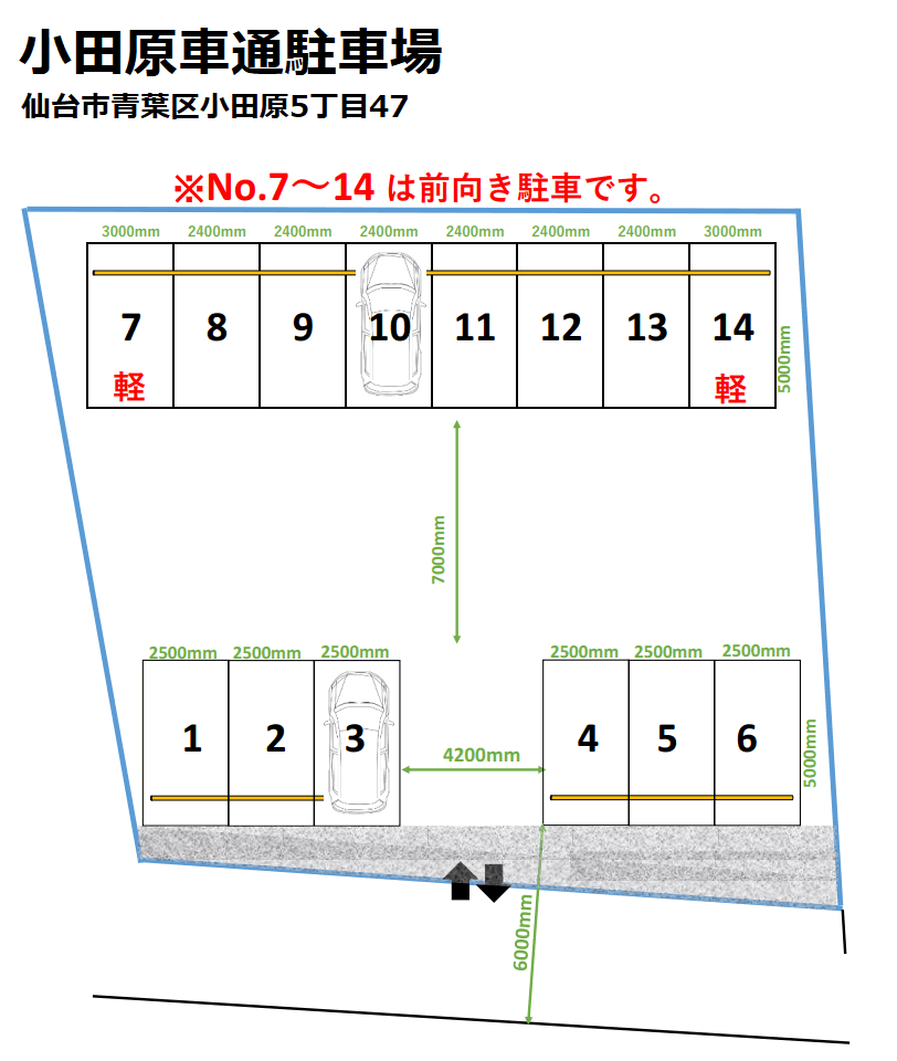 小田原車通駐車場の駐車配置図