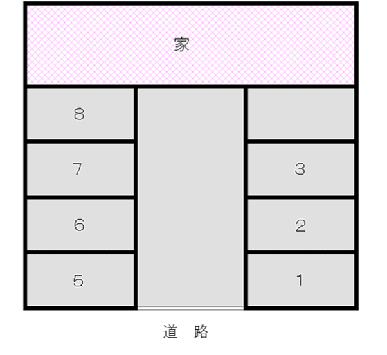 橋爪パーキングの駐車配置図
