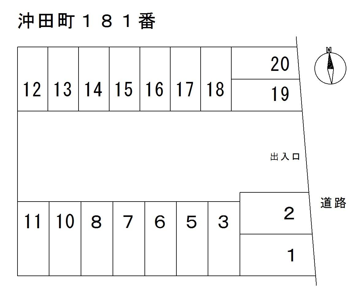 沖田町181番の駐車配置図