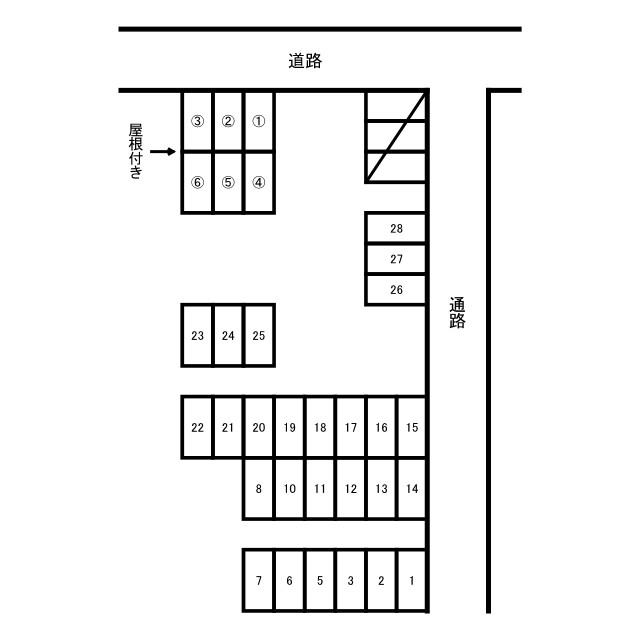 大社町パーキングの駐車配置図