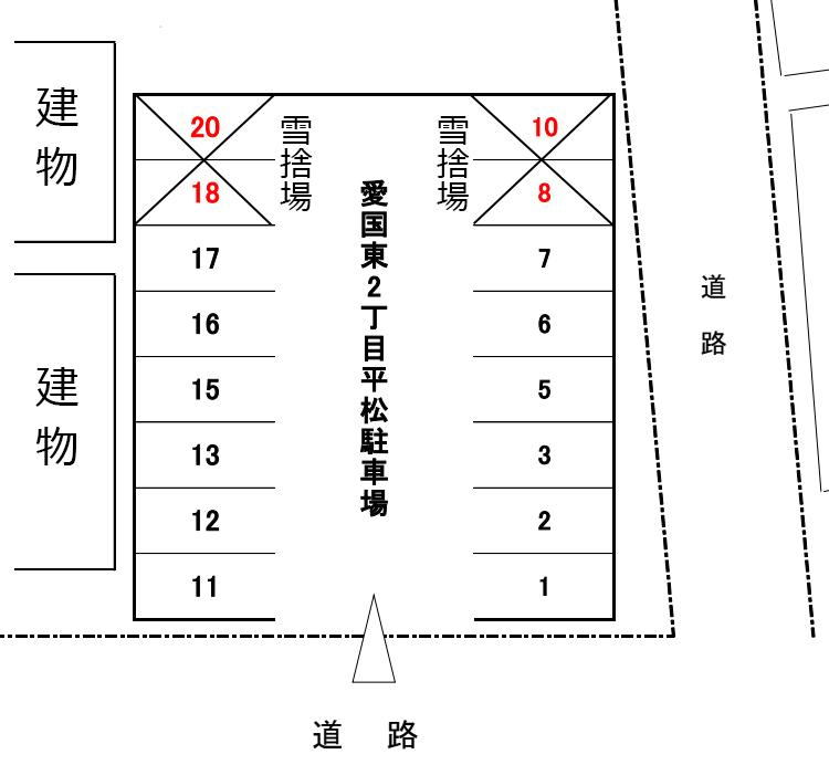 愛国東2丁目平松月極駐車場の駐車配置図