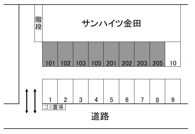 サンハイツ金田駐車場の駐車配置図