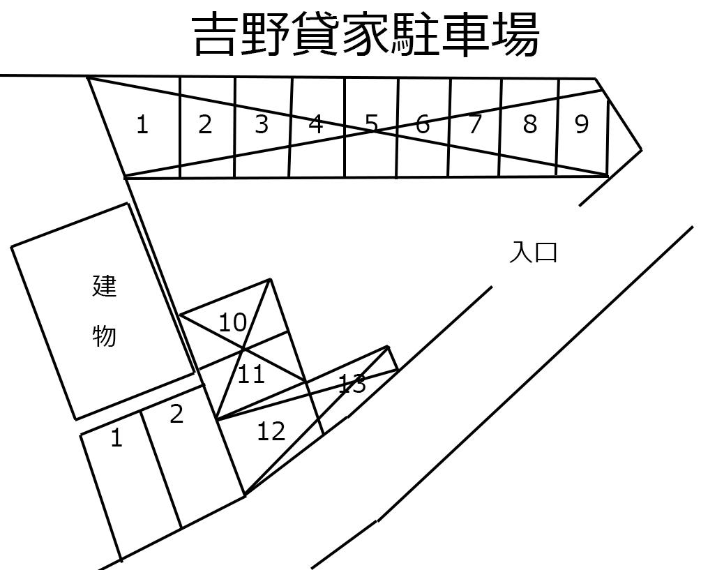 吉野貸家駐車場の駐車配置図