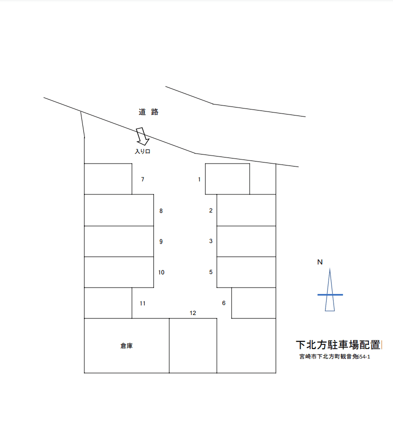 下北方駐車場の駐車配置図