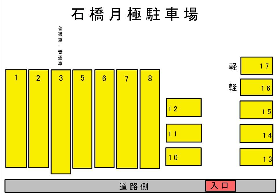 石橋月極駐車場の駐車配置図