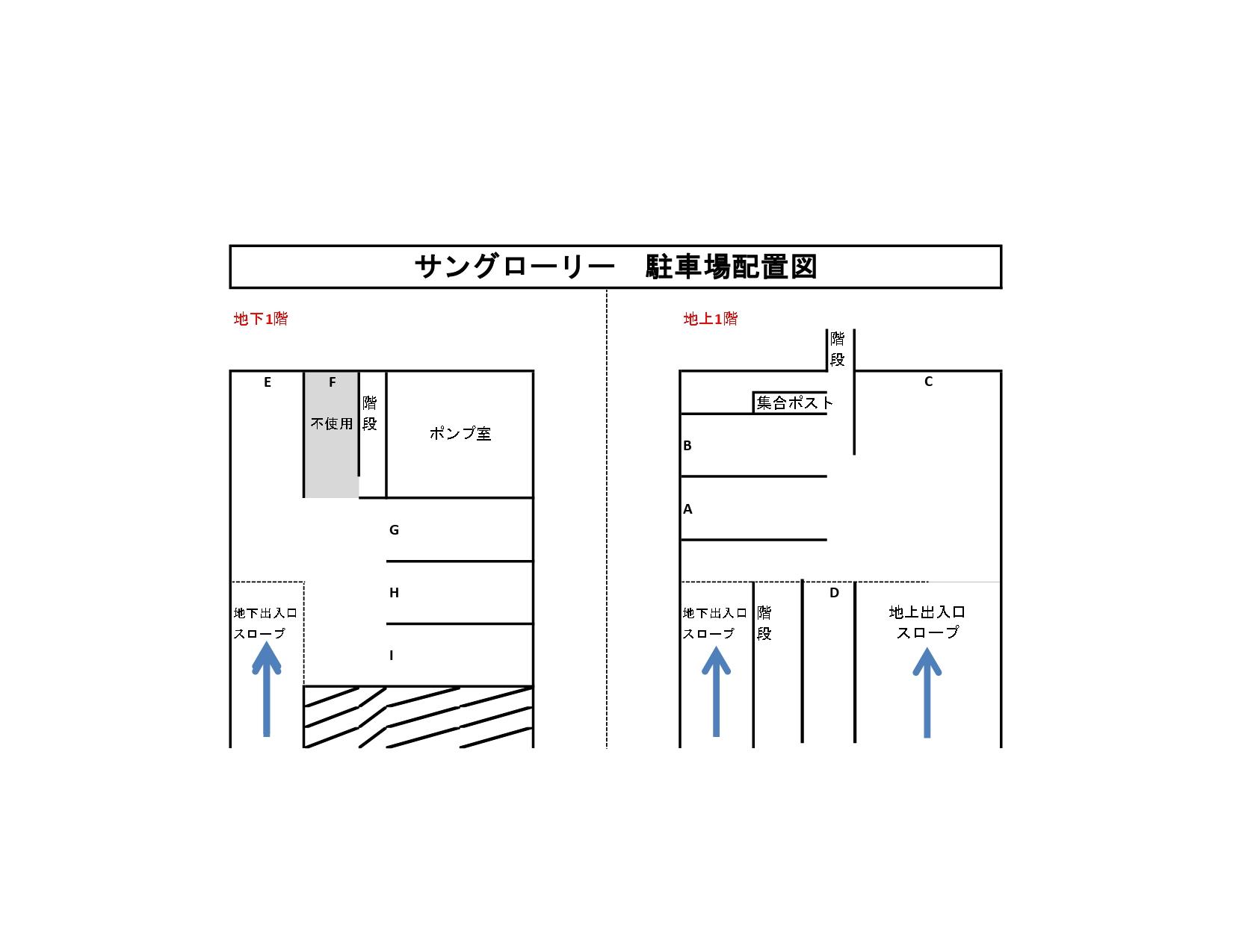 サングローリー敷地内駐車場の駐車配置図