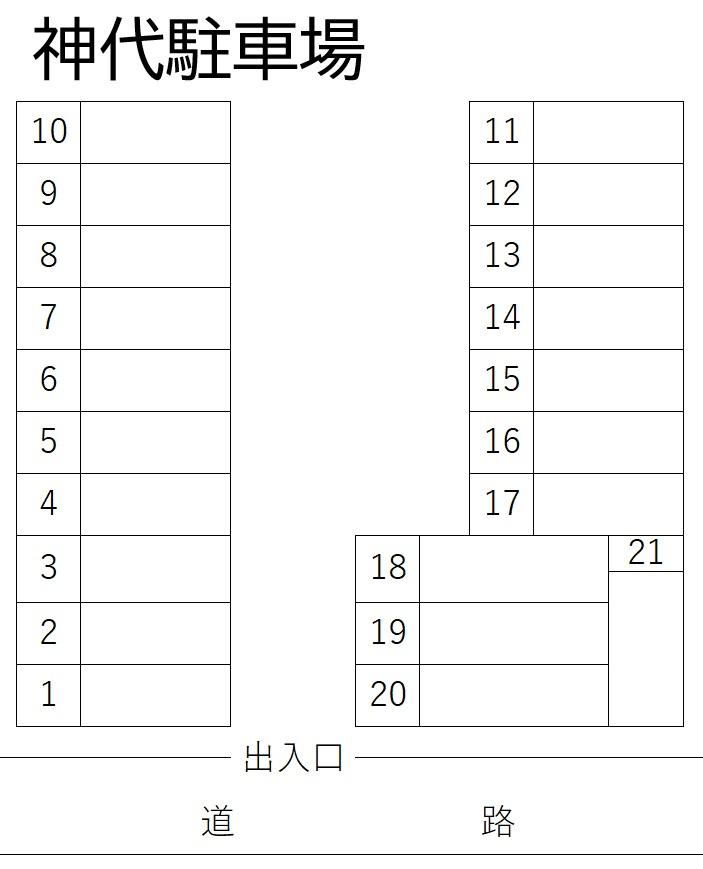 神代駐車場の駐車配置図