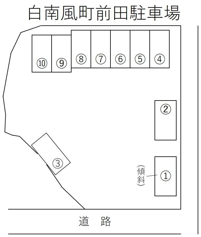 白南風町前田駐車場の駐車配置図