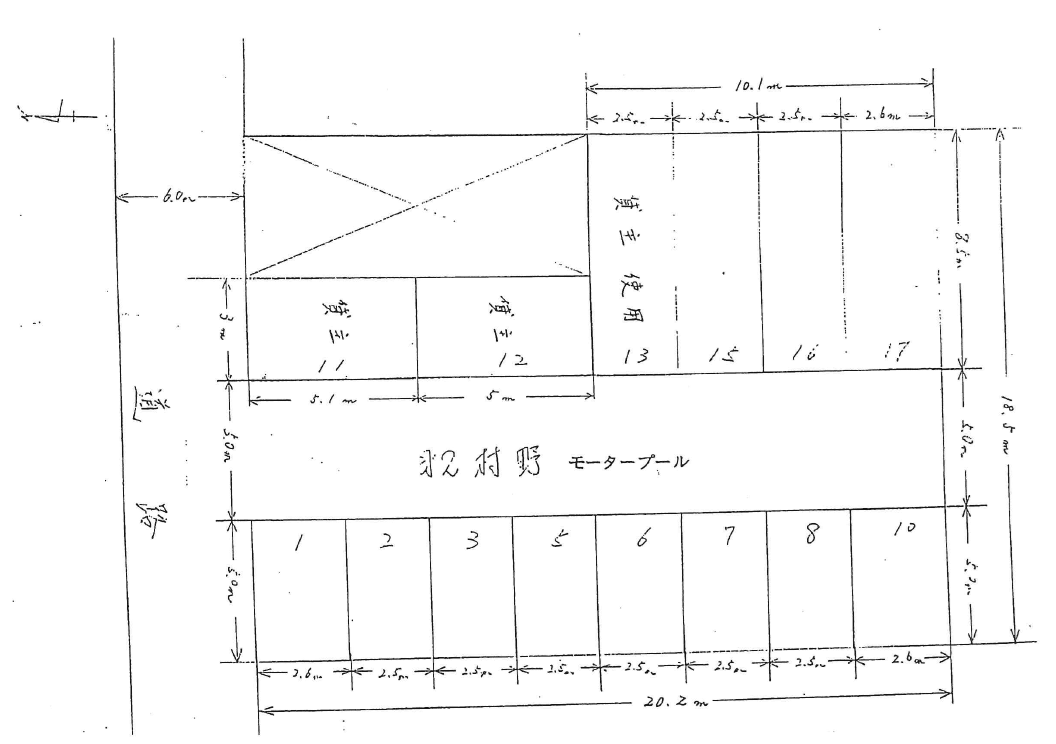 第2村野モータープールの駐車配置図