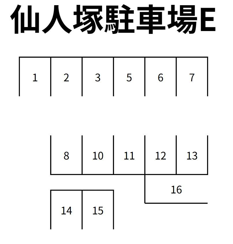 仙人塚駐車場Eの駐車配置図