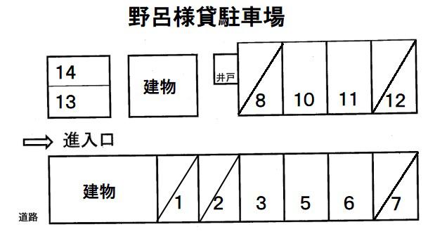 野呂様貸駐車場の駐車配置図