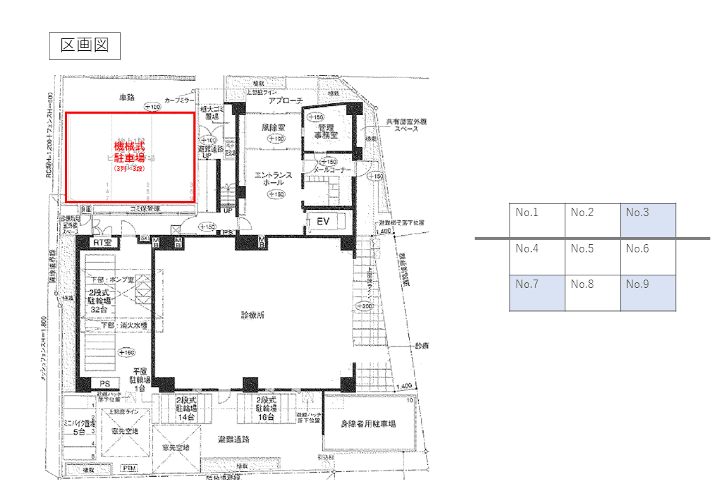 蒲田三丁目駐車場の駐車配置図