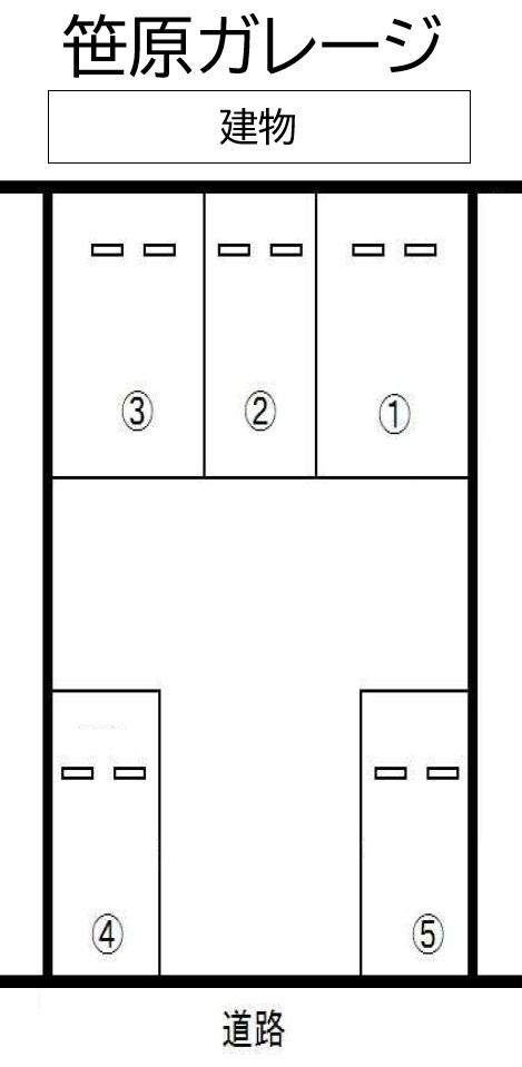 笹原ガレージの駐車配置図