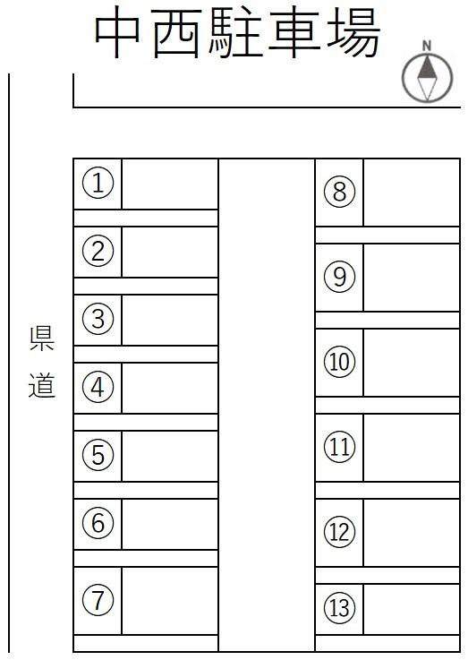 中西駐車場の駐車配置図