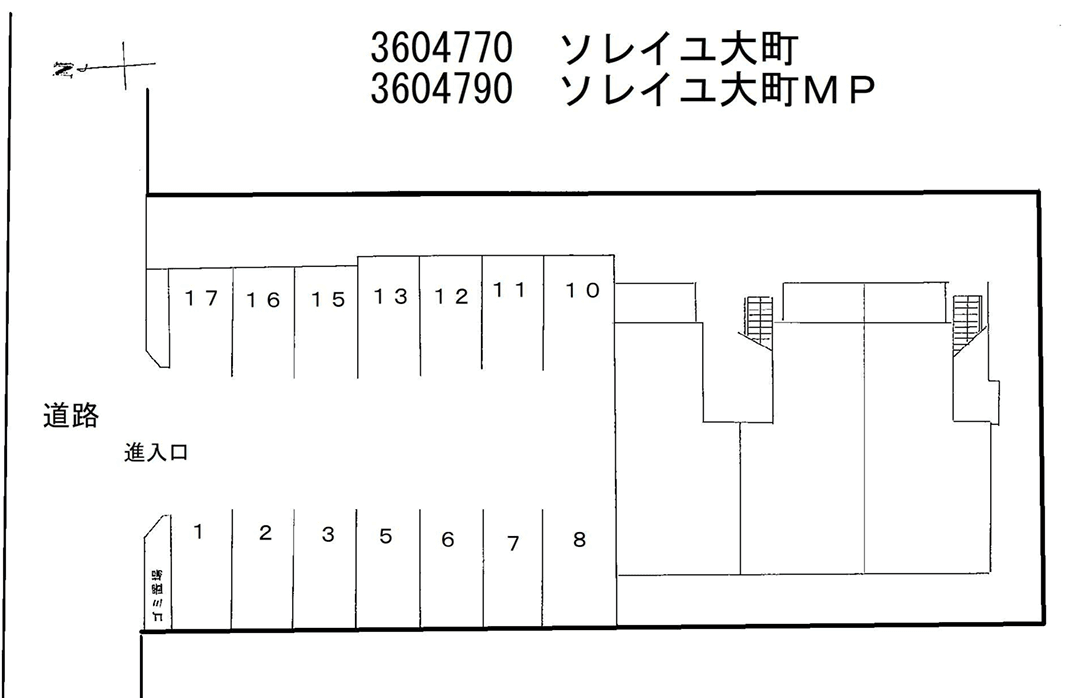 ソレイユ大町MPの駐車配置図