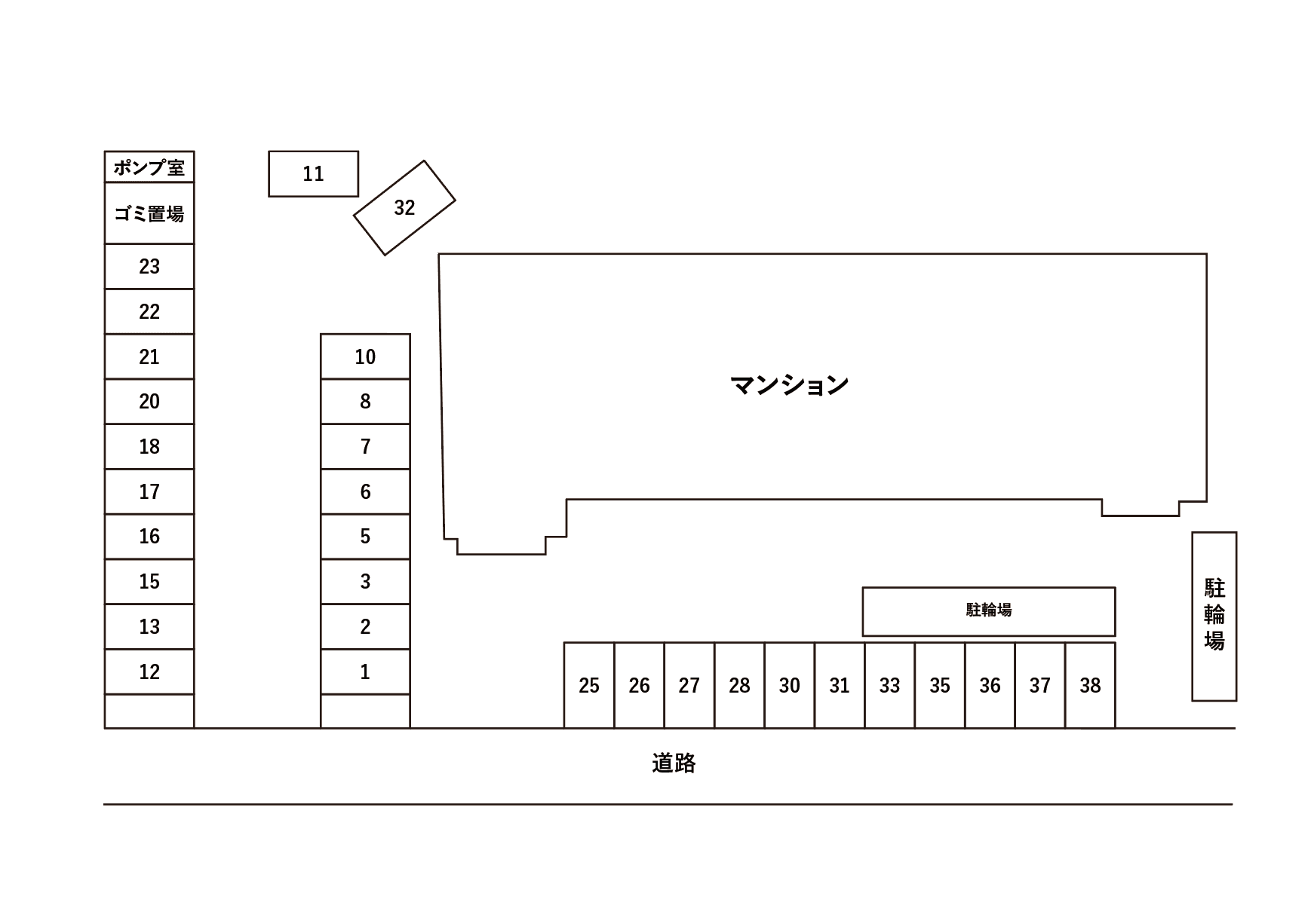 シルフィード東助松の駐車配置図