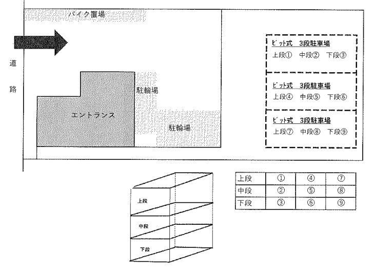 ヴァンスタージュ関目の駐車配置図
