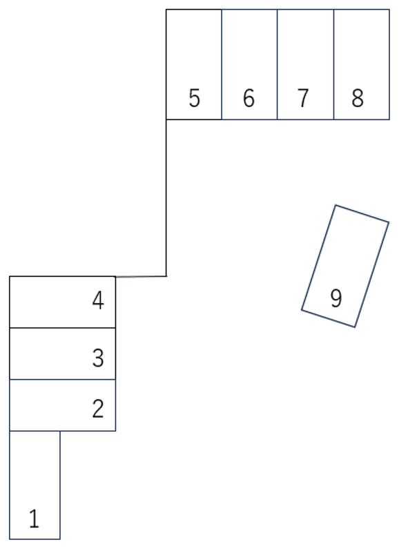 皆川駐車場の駐車配置図