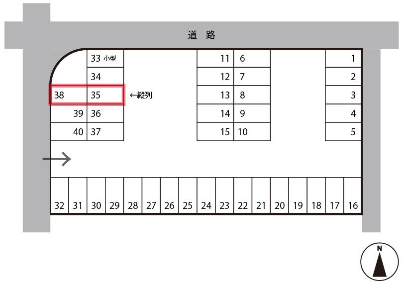 朝日モータープールの駐車配置図