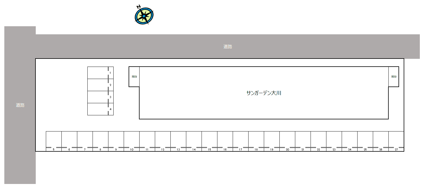 サンガーデン大川の駐車配置図