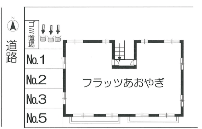 フラッツあおやぎ駐車場の駐車配置図