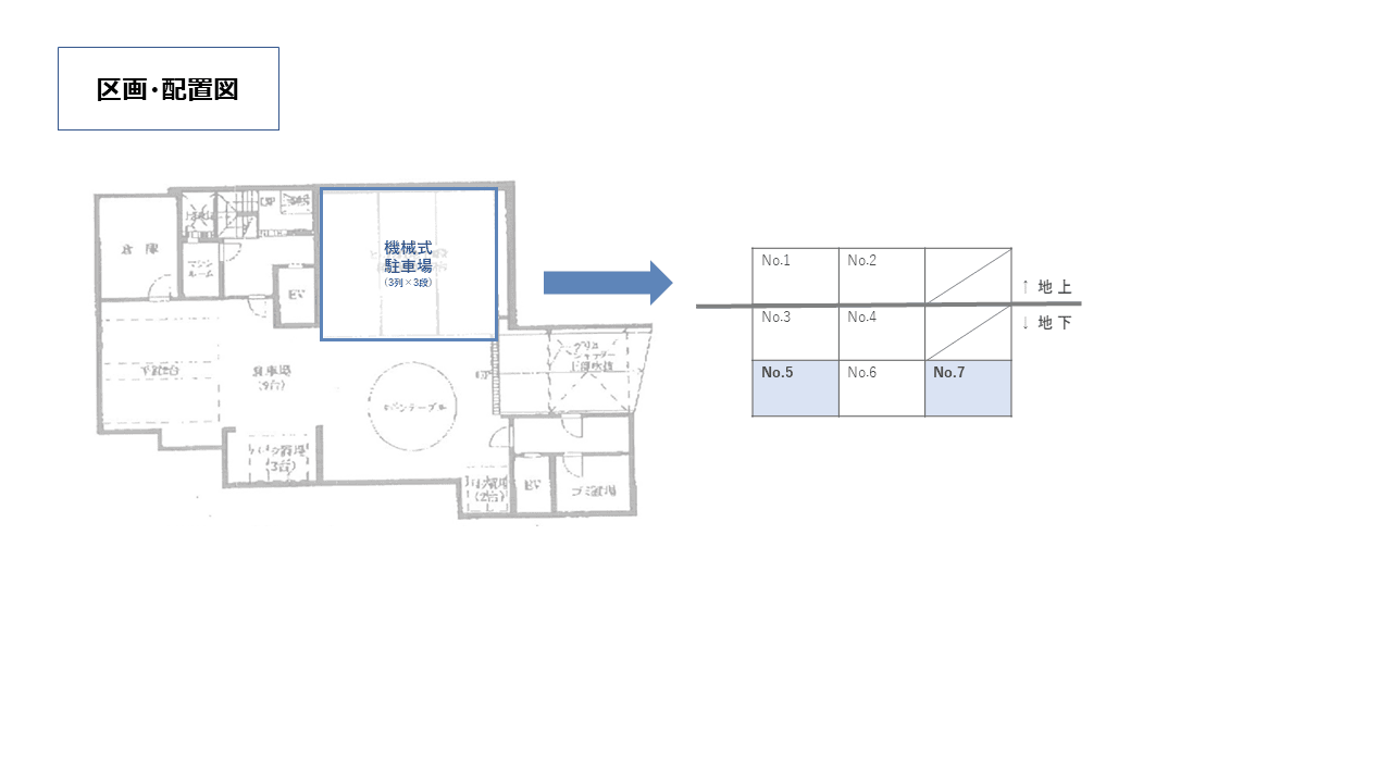 東山三丁目駐車場の駐車配置図