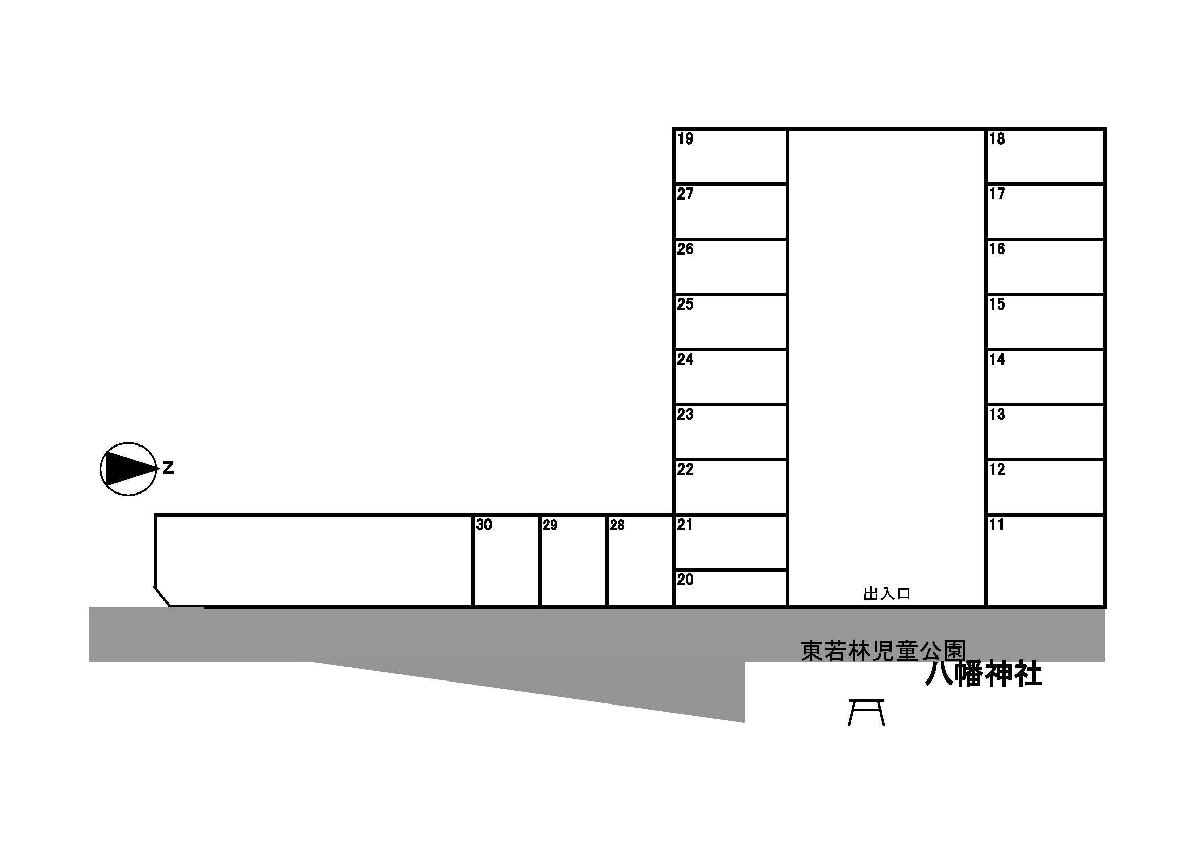 東若林町 KHW16 駐車場の駐車配置図