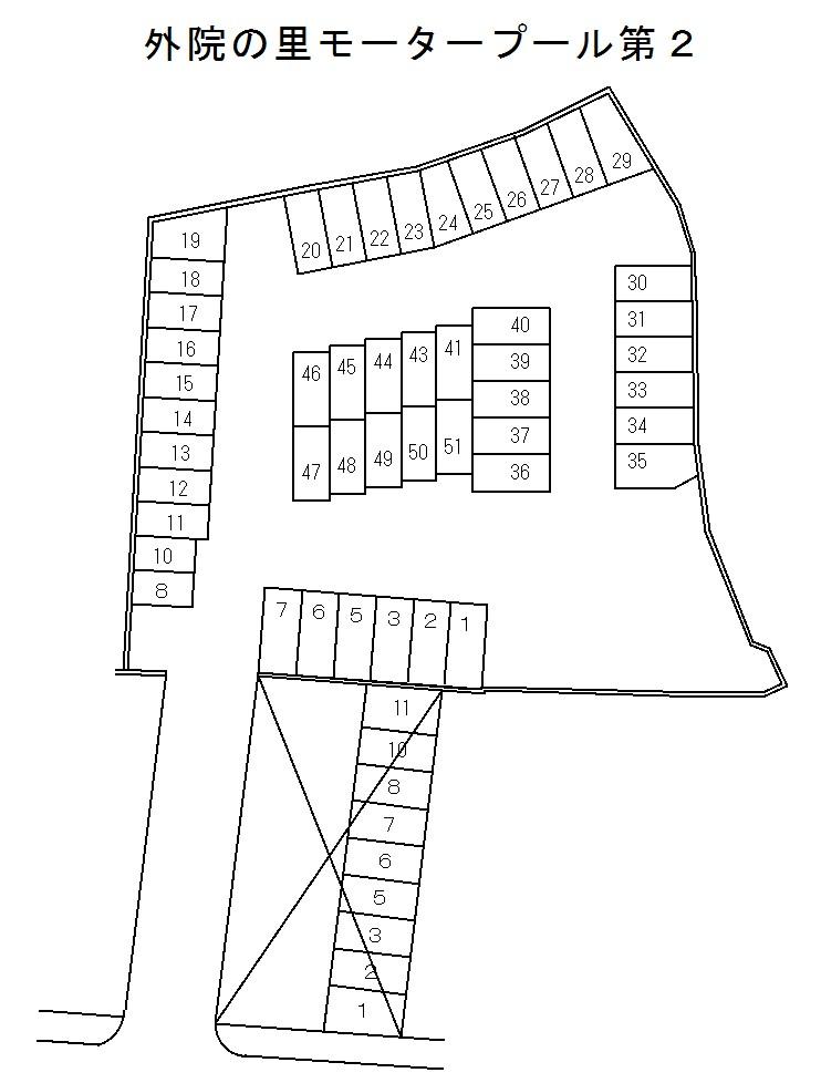 外院の里モータープール第2の駐車配置図