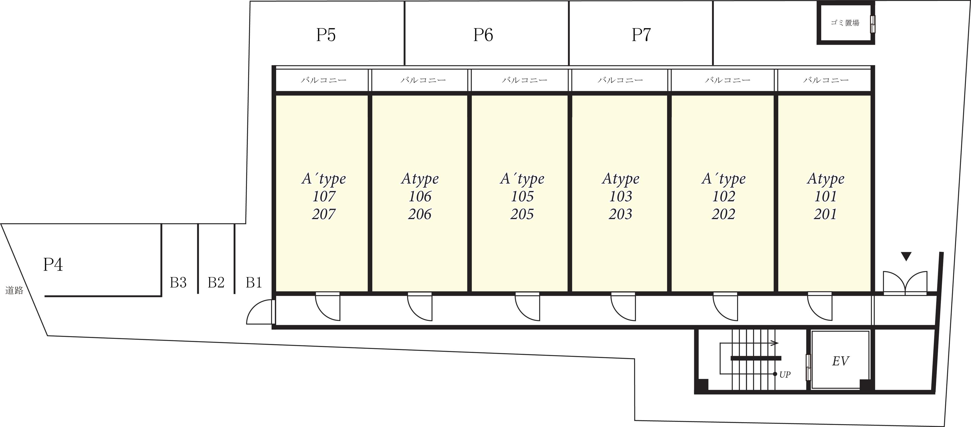リバーサイド日月園の駐車配置図