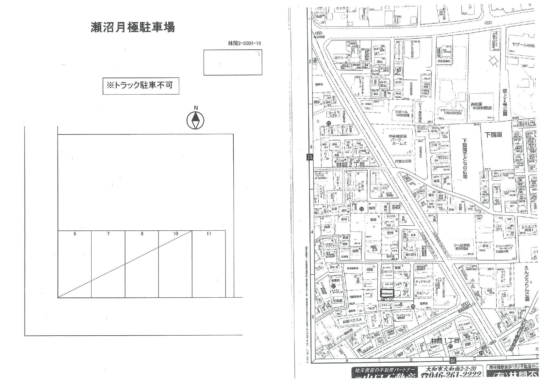 瀬沼月極駐車場の駐車配置図