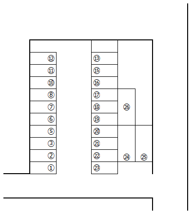 山之上北町モータープールの駐車配置図