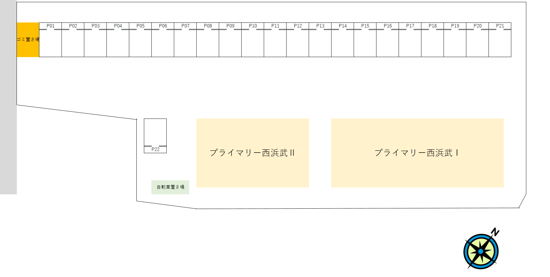 プライマリー西浜武の駐車配置図