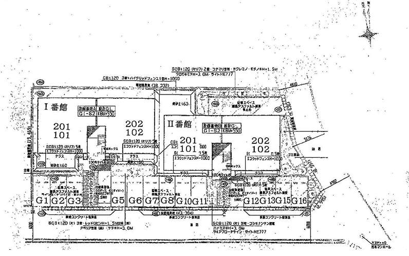シャルマンエスト宝塚Ⅰ番館Ⅱ番館の駐車配置図