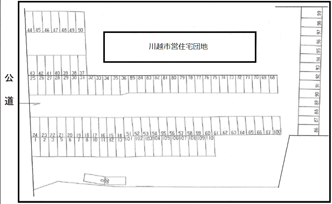 仙波氷川神社 月極駐車場の駐車配置図