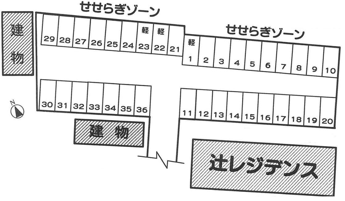 辻駐車場の駐車配置図