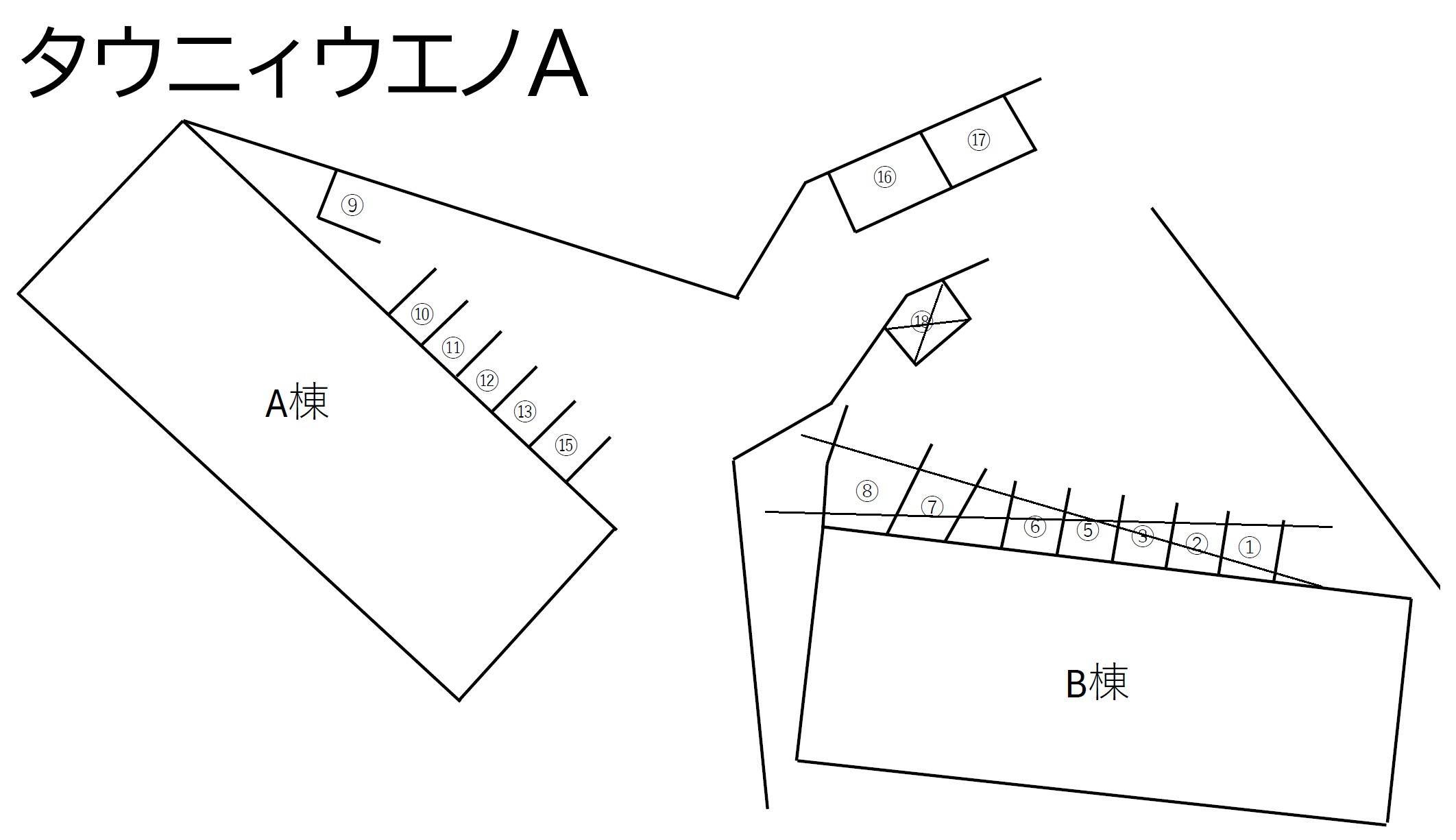 タウニィウエノAの駐車配置図