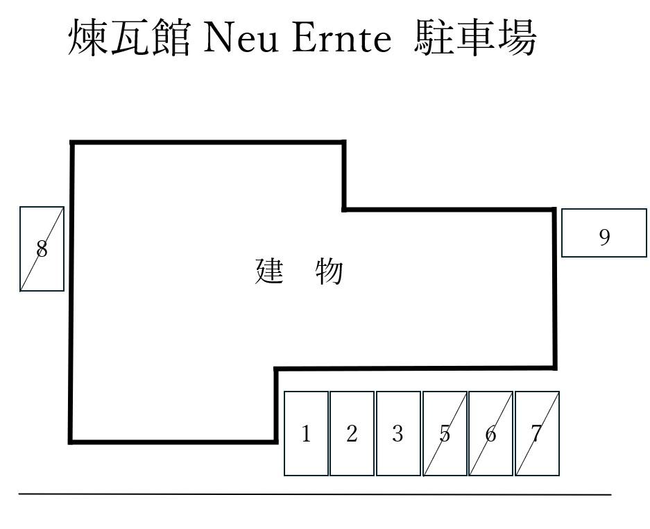 煉瓦館Neu Ernte 駐車場の駐車配置図
