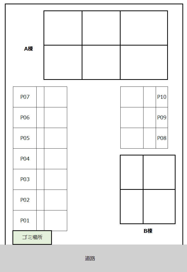 セジュール国分 A・Bの駐車配置図