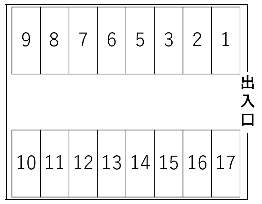 田辺55ガレージの駐車配置図