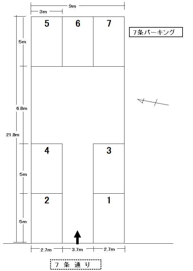 7条パーキングの駐車配置図